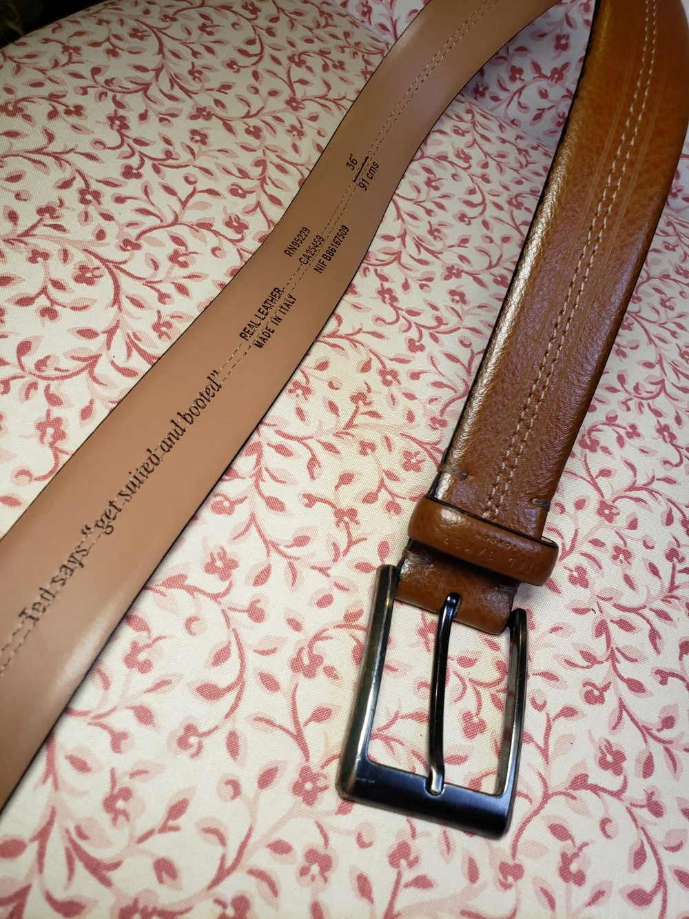 Ted Baker London Light Brown Leather Belt with Contrast Stitching